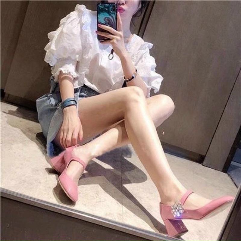 Guốc miumiu hoa đá