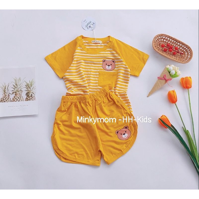 Set bộ thun lạnh cộc tay, bộ quần áo tay ngắn cho bé trai bé gái mặc đi chơi đi học