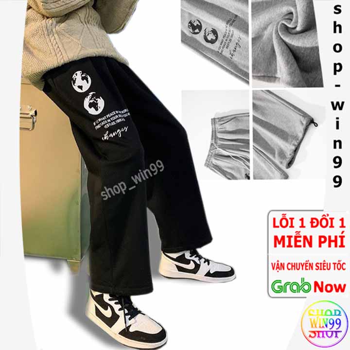 ❤ Hót ❤ Quần nỉ nữ bo gấu có dây rút cạp chun dáng quần jogger ống rộng vải nỉ dày đi học công sở thể thao gym cá tính