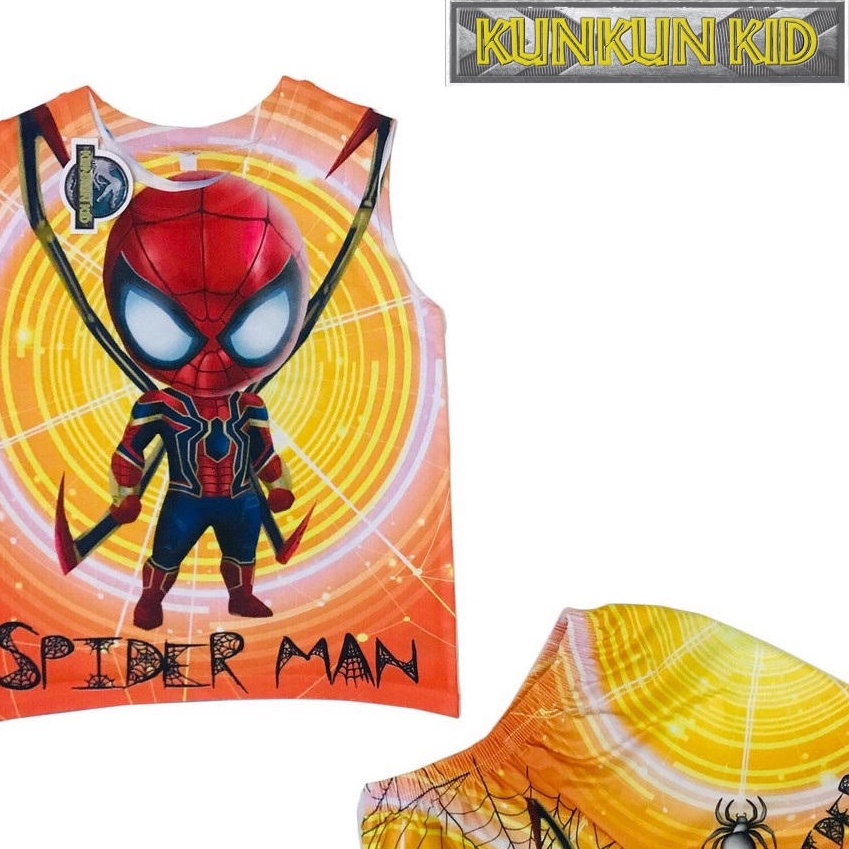 Bộ ba lỗ bé trai nhện đỏ spiderman size từ 10kg đến 40kg thun lạnh Kunkun Kid BL197