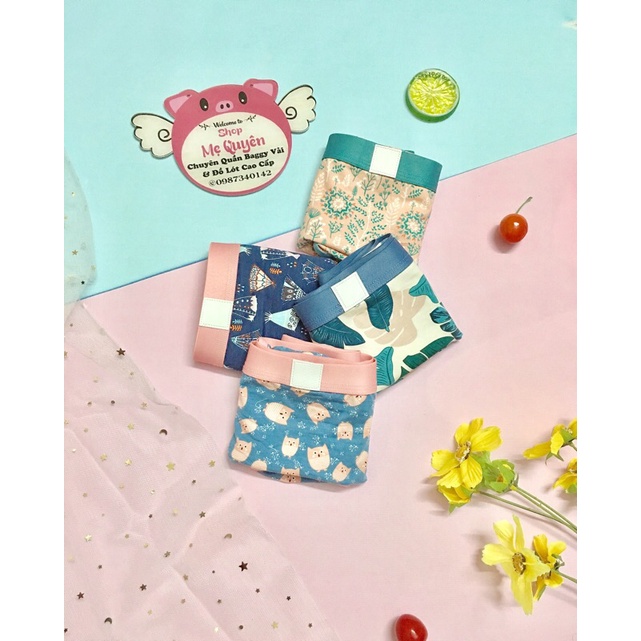 Quần lót thun cotton phối hoạ tiết lạ- cạp to ôm bụng che khuyết điểm