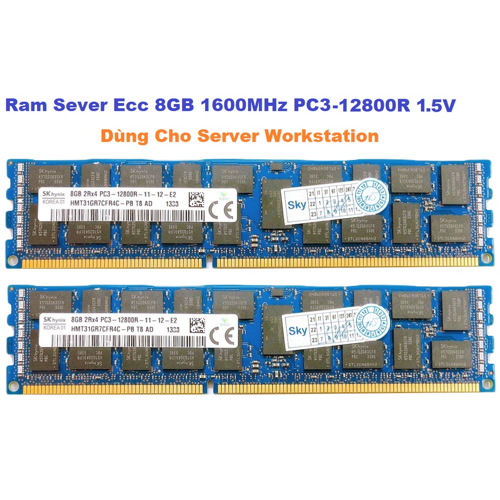 Ram ECC Hynix 8GB DDR3 1600MHz PC3-12800R 1.5V Registered Dùng cho Server Workstation