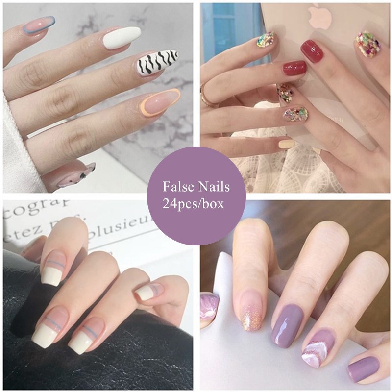 Nhiều kiểu dáng của 24 móng tay giả không thấm nước có thể tháo rời