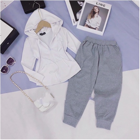 Set bé gái size đại, bộ áo trắng có mũ kèm quần bom tăm hot trend cho bé