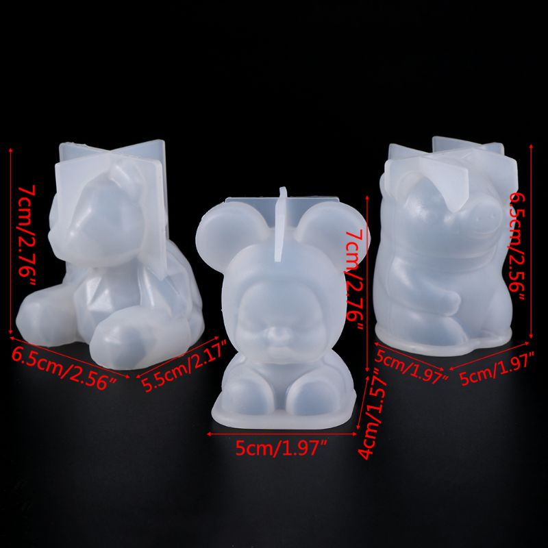 Khuôn silicone tạo hình làm mặt trang sức hình gấu/lợn con 3D DIY<br>