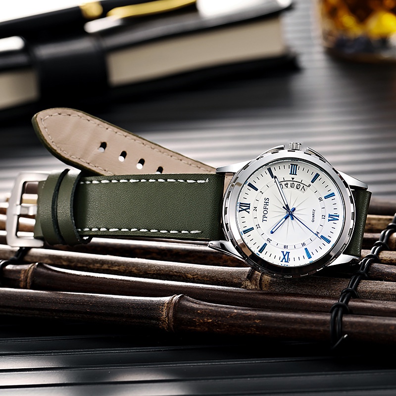 Đồng Hồ Nam Dây Giả Da Mặt Tròn Thời Trang