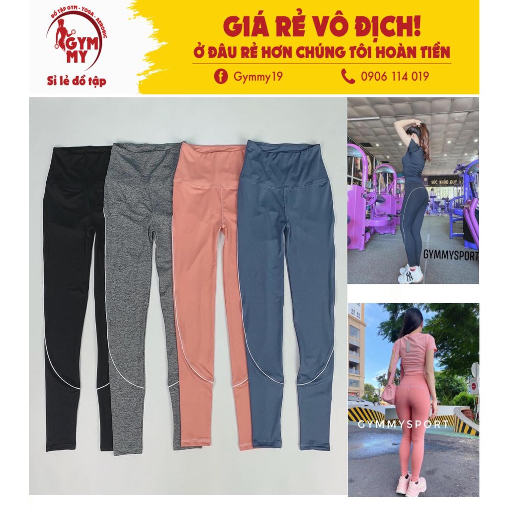 [Hàng xuất khẩu] Quần dài viền mông cạp cao tập gym - yoga - aerobic