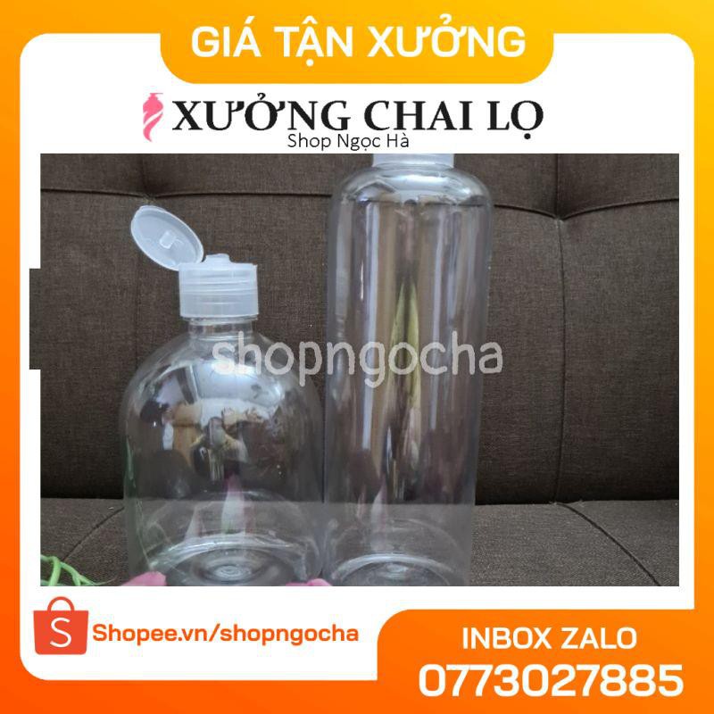 Chai Chiết Mĩ Phẩm ❤ GIÁ RẺ NHẤT ❤ Chai nhựa pet nắp bật 500ml Trong chiết mỹ phẩm , phụ kiện du lịch