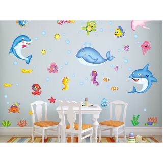Decal dán tường cá voi nhỏ.