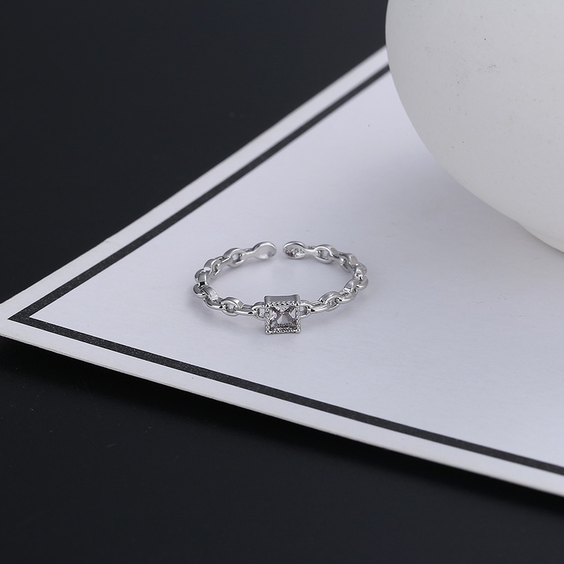 Nhẫn Đeo Ngón Tay Mặt Vuông Đính Đá Zircon Phong Cách Đơn Giản Thời Trang Cho Nữ F805