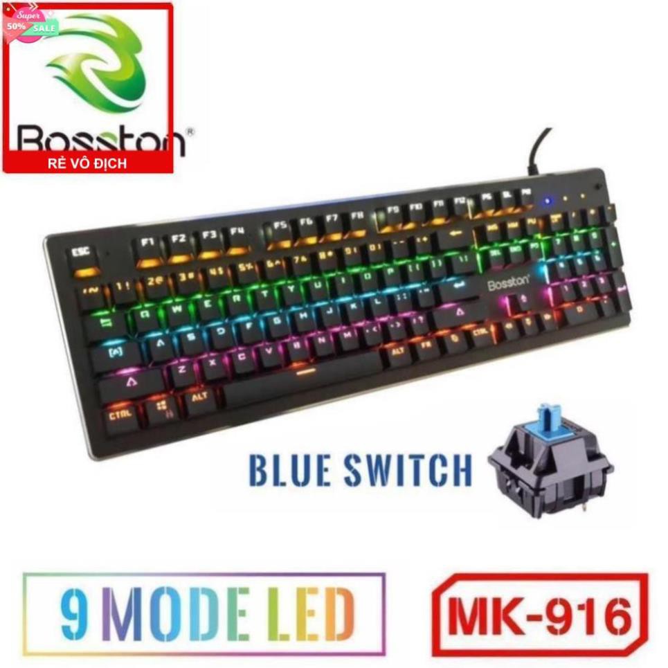 Bàn phím cơ game cao cấp Bosston MK916 tùy chỉnh 9 kiểu đèn led | BigBuy360 - bigbuy360.vn