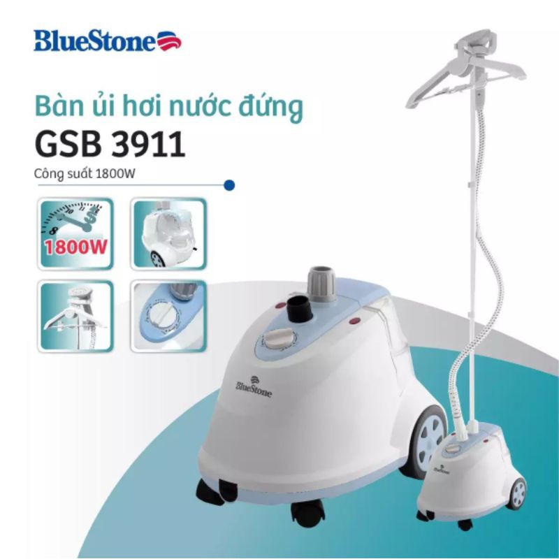 [CHÍNH HÃNG]Bàn ủi hơi nước đứng BlueStone GSB-3911 1800W 1.6L 6 chế độ, giá treo xoay 360 độ - Bảo hành 2 năm