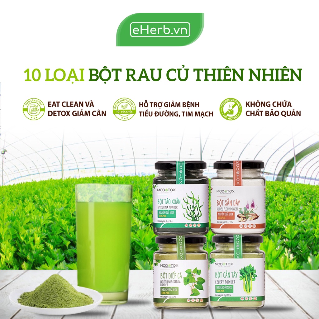 (GIẢM CÂN) Bột Rau Củ Nguyên Chất Hỗ Trợ Giảm Cân, Detox Cơ Thể, Mịn Da Uống Trực Tiếp MODOTOX (Hũ)