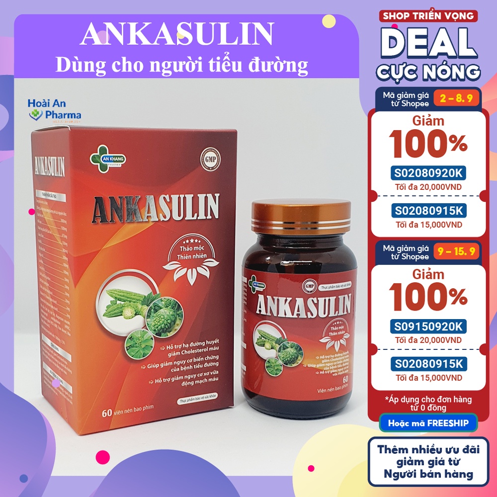 Ankasulin, viên uống hạ đường huyết giảm cholesterol máu, hỗ trợ tiểu đường