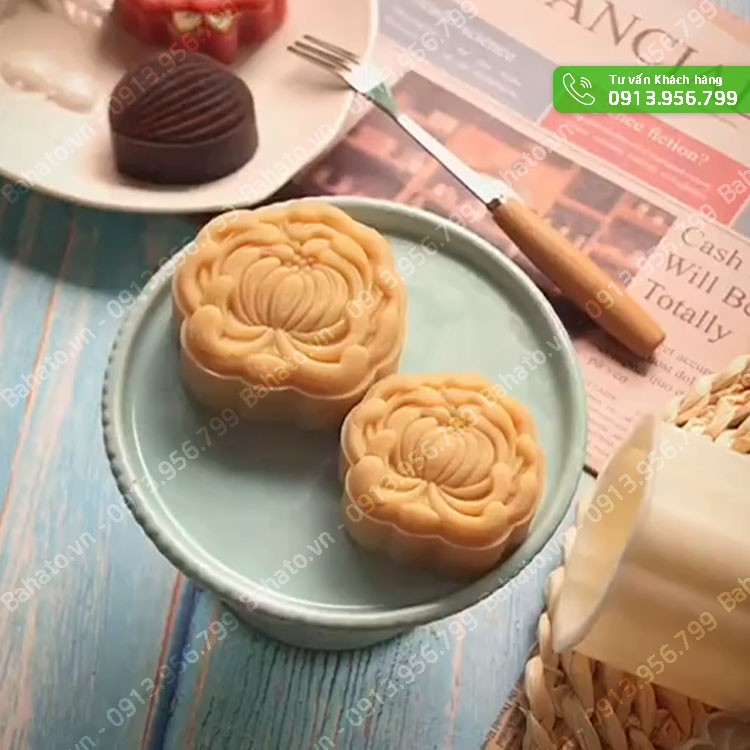 Khuôn bánh trung thu lò xo 1 mặt hoa cúc 50g | 75g