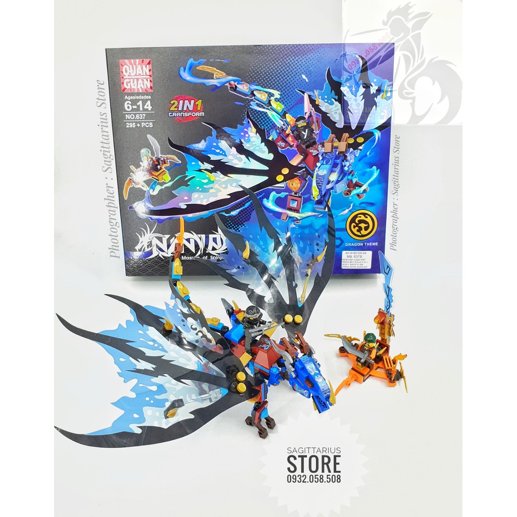Combo 4 Hộp Lego Lắp Ráp Robot Rồng Bay NinjaGo 2 in 1 - Quan Guan 634 ~ 637