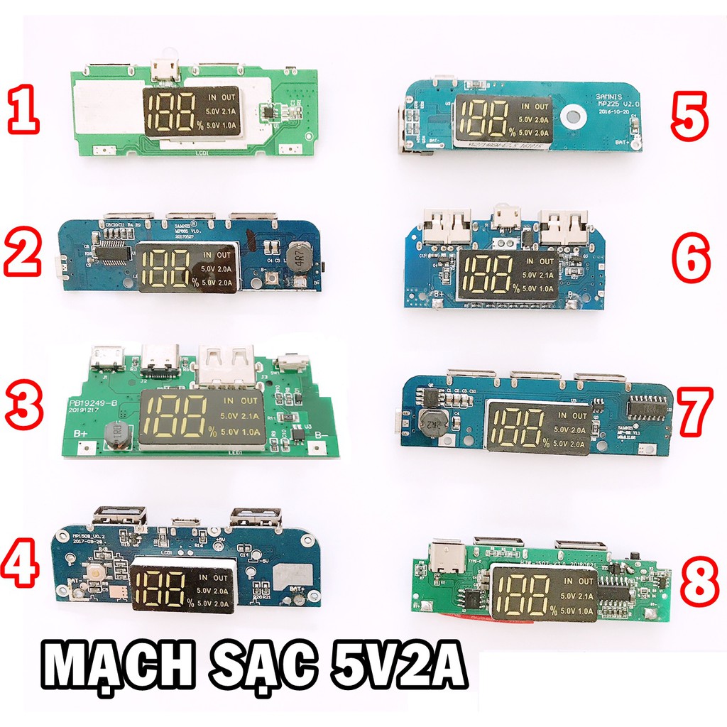 Mạch sạc dự phòng 2A hiển thị LCD giá rẻ