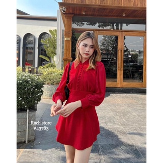 [RÁCH STORE] Set đầm 525 đầm nút bọc dập li short vải
