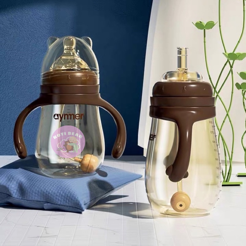 Bình Sữa AYNMER 240ml và 300ml Có Tay Cấm, Núm Sữa Silicon, Núm Hút Nước, Núm Hình Mỏ Vịt Tập Uống Nước, Đáng Yêu Cho Bé