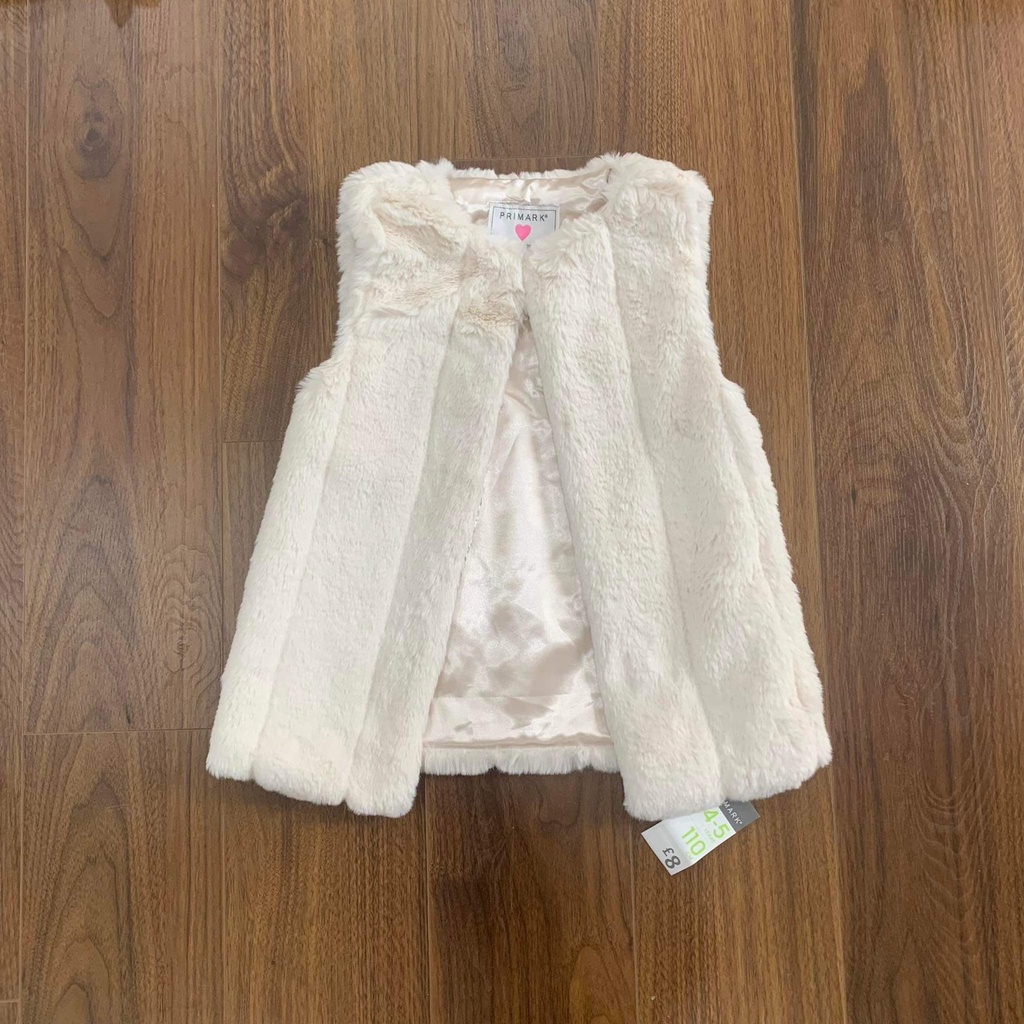 Áo gile lông trắng cho bé gái hàng Primark size 2-7y