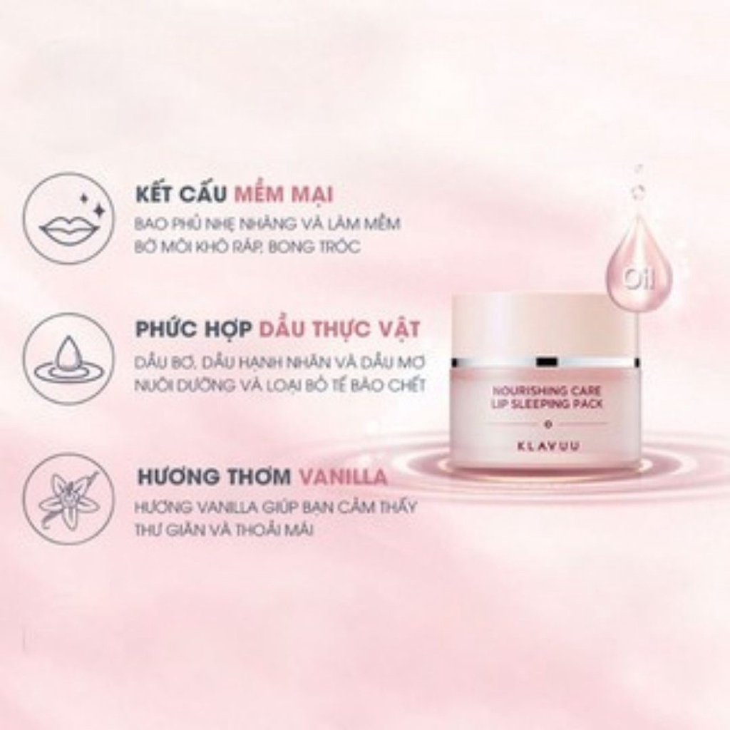 Mặt Nạ Ngủ Dưỡng Hồng Môi Klavuu Nourishing Care Lip Sleeping Pack 20g