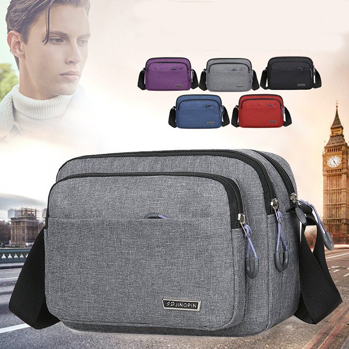 Túi đeo chéo nam vải phong cách cá tính thời trang 5 ngăn , chống thấm nước size 27cm TUI-32