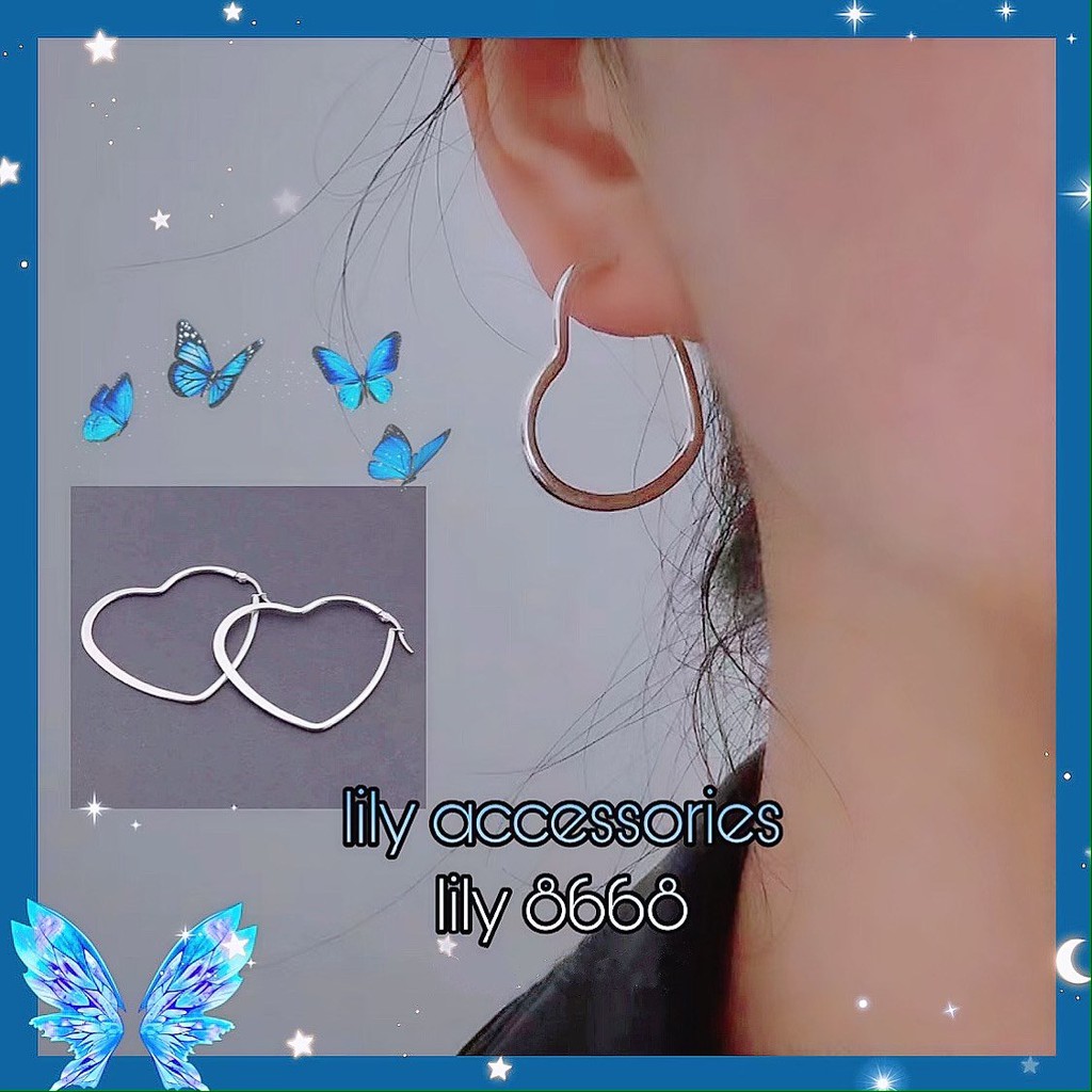 Heart Empty Earrings khuyên tai titan trái tim không gỉ không đen không dị ứng unisex