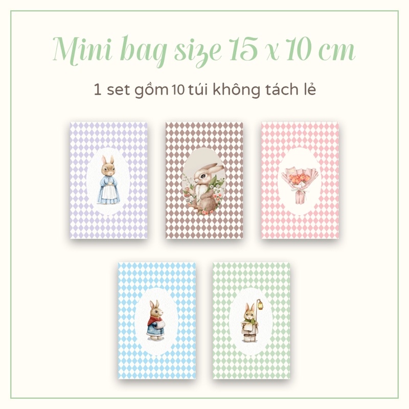Set 10 túi giấy mini 15x10cm hoạ tiết hàn quốc