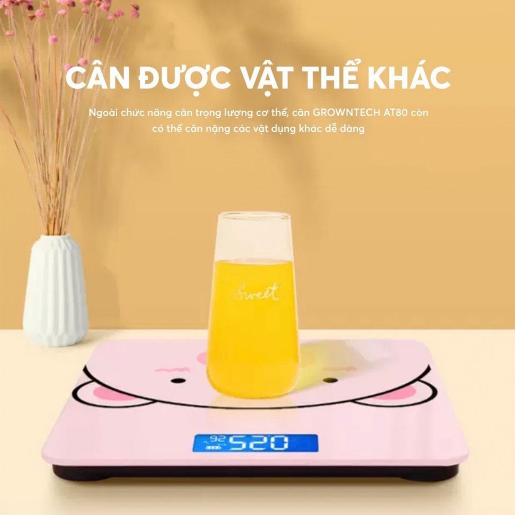 Cân sức khỏe điện tử mini thông minh scale 180kg con heo hồng, tặng kèm pin + bảo hành 3 tháng