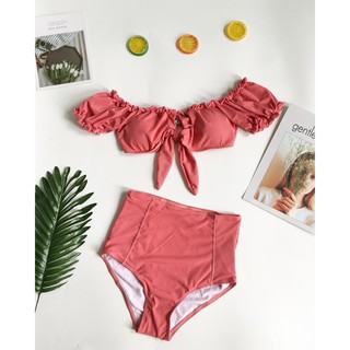 Bikini nhún bèo trễ vai tiểu thư( 2 màu)