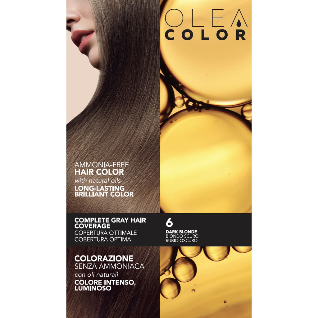 [Vàng sậm] Kem nhuộm dưỡng tóc không Amoniac Olea Color ITALY Màu 6 Dark Blonde