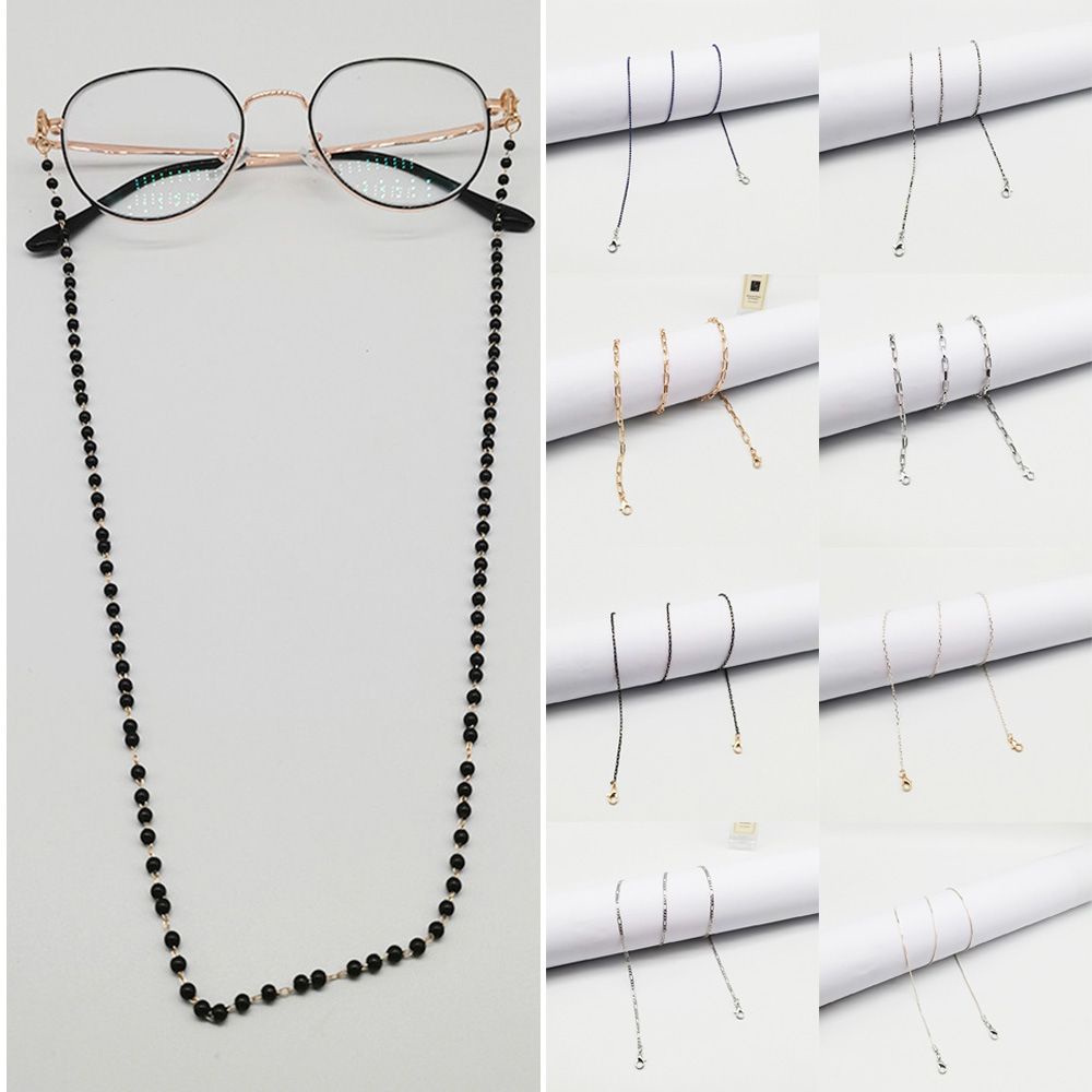 Dây Chuỗi Hạt Màu Đen Gắn Mắt Kính Chống Trượt Bằng Kim Loại