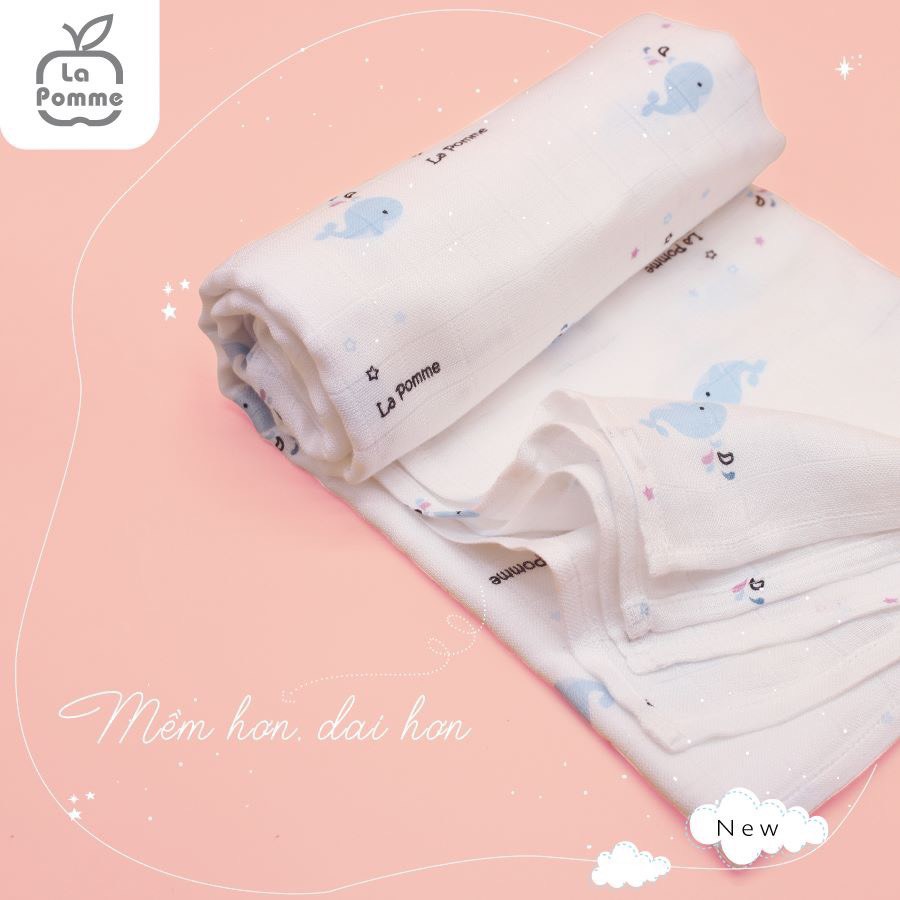 [CHÍNH HÃNG] Khăn đa năng sợi tre lụa mềm mại an toàn cho bé 120*120 La Pomme