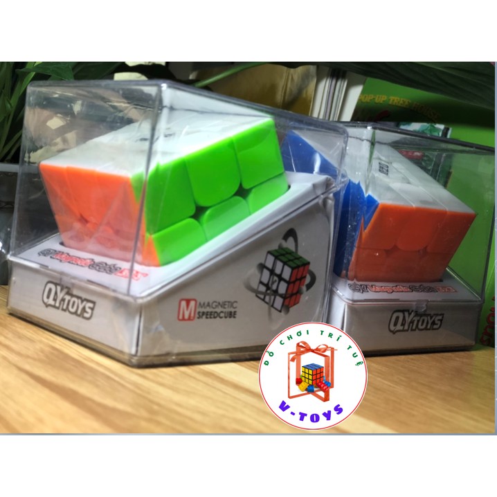 Rubik 3x3 Nam Châm QiYi MS Magnetic Stickerless Rubik 3 Tầng Tặng Kèm 1 Đế Moyu