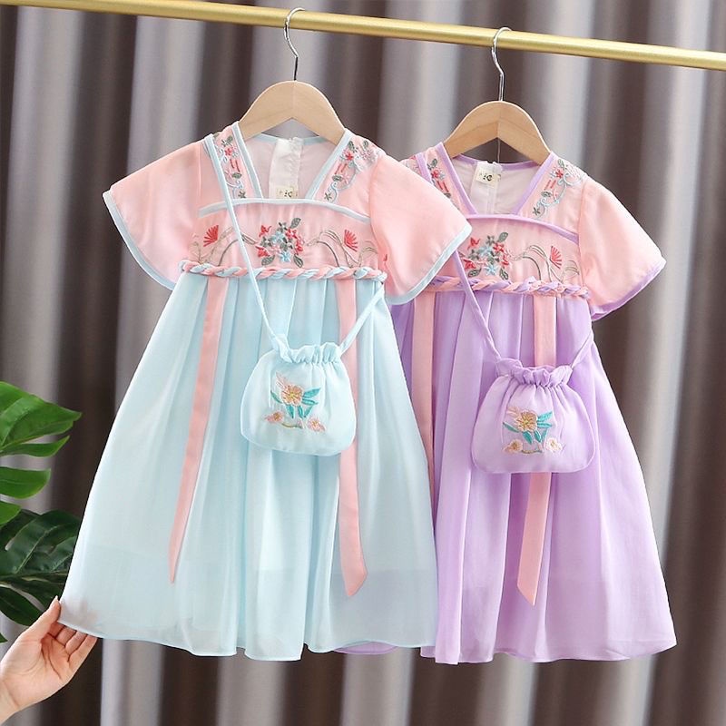 Đầm Sườn Xám Phong Cách Cổ Điển Thời Trang Mùa Hè Cho Bé Gái