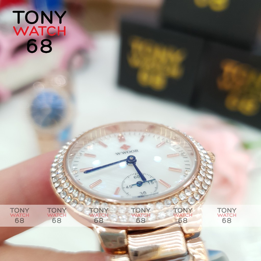 Đồng hồ nữ chính hãng Wwoor đeo tay dây kim loại chống nước tuyệt đối Tony Watch 68