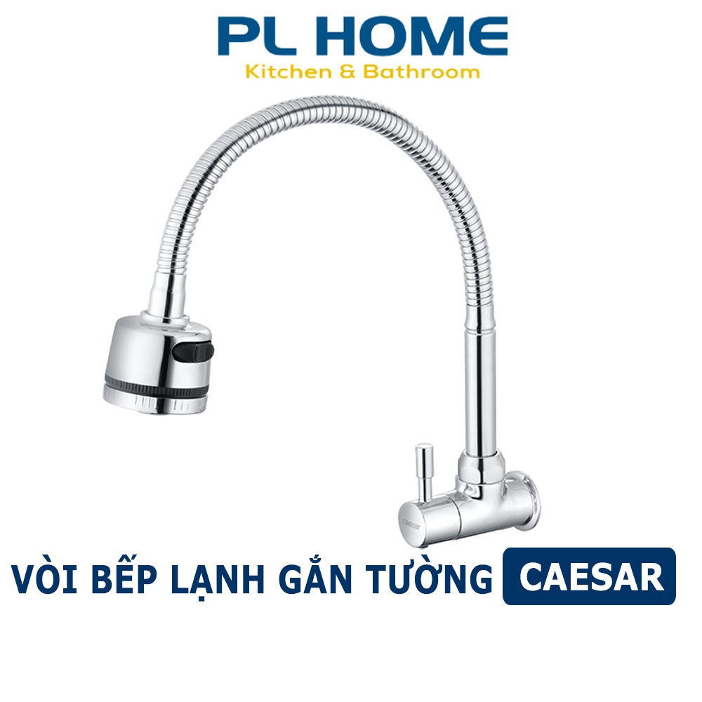 Vòi rửa chén lạnh âm tường Caesar K026C cần lò xo mềm - 1 đường nước lạnh