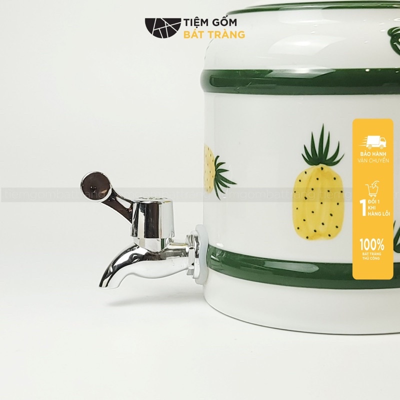 Bình Nước Dáng Trụ Bộ Bình Đựng Nước Hoạ Tiết Vẽ Tay Nhiều Mẫu Decor Dễ Thương Cốc Uống Nước Sứ Bát Tràng