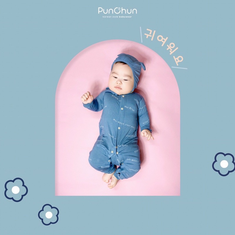 Body dài PUNCHUN vải cotton mỏng sơ sinh ( chưa gồm mũ tay chân )