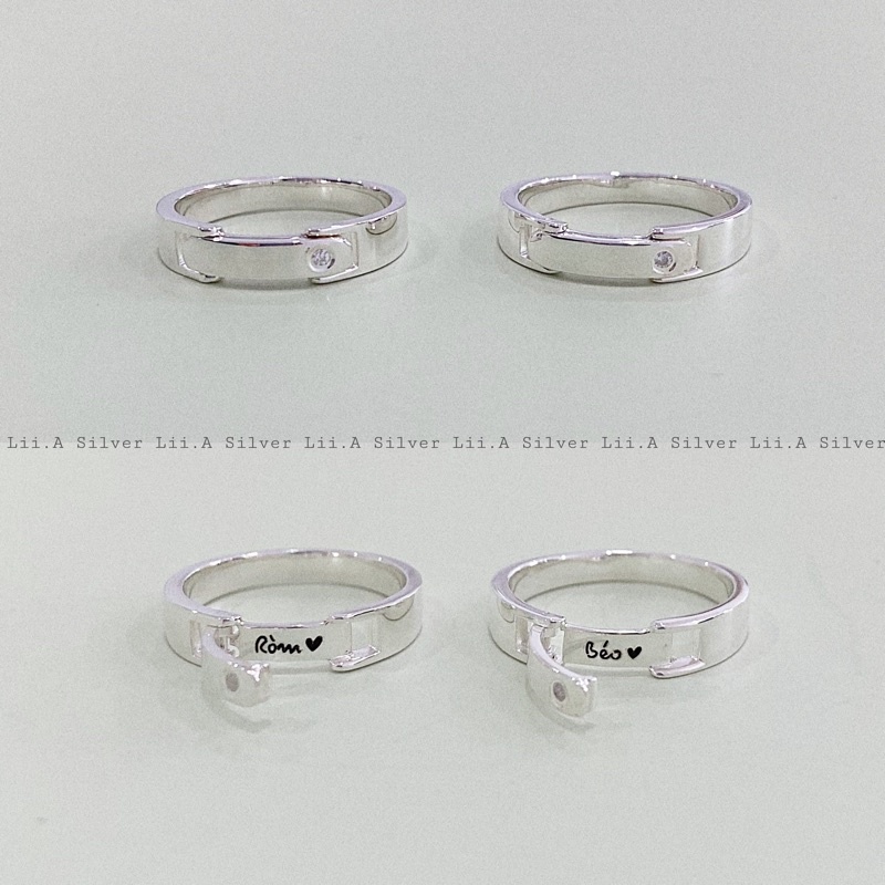 Nhẫn đôi bạc khoá bật Lii.A Silver (giá theo một chiếc)