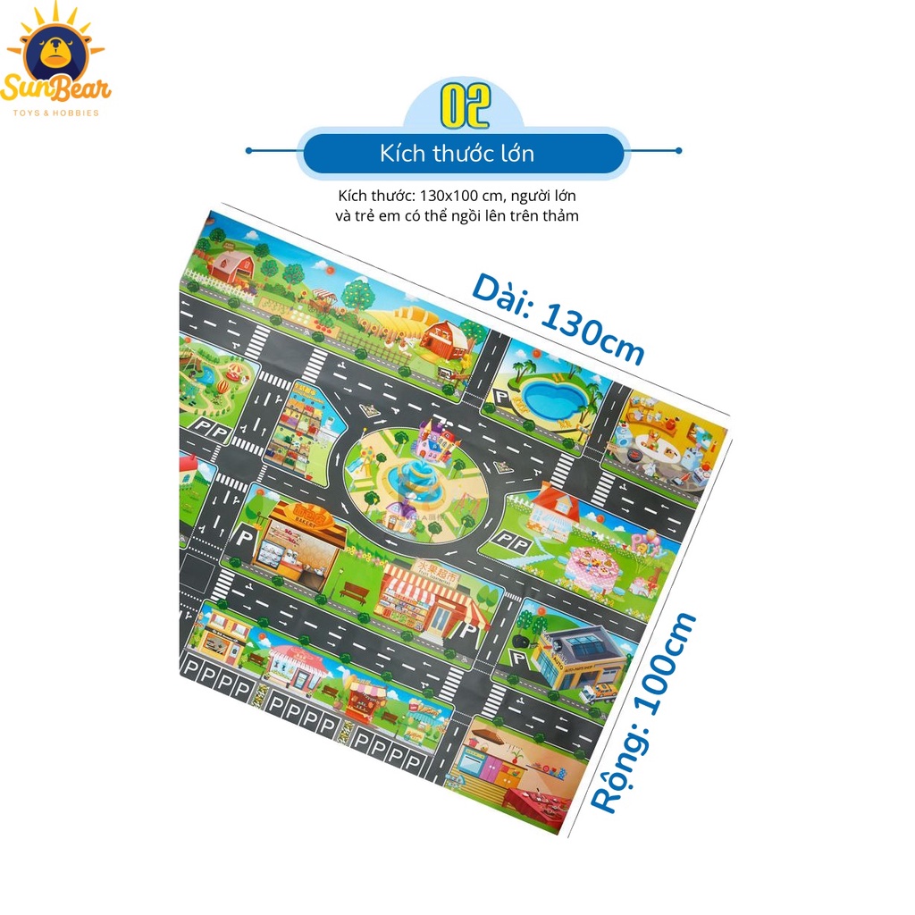 Thảm đồ chơi mô hình bản đồ giao thông cho bé 130x100 - Sun Bear