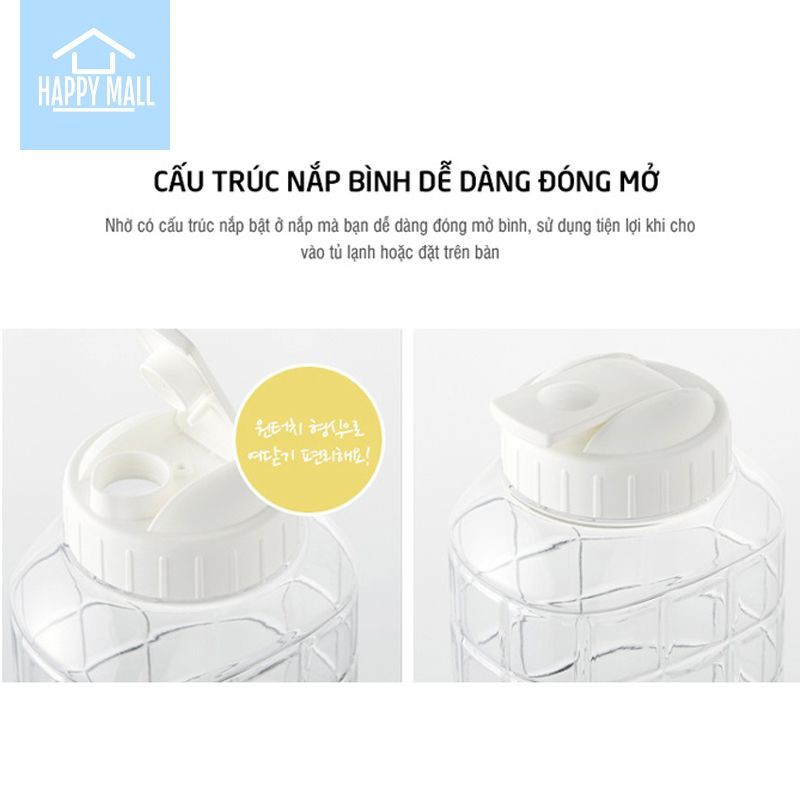 Bình đựng nước nhựa Lock&amp;Lock Chess Water Bottle 1.0L/1.5L Nắp màu trắng