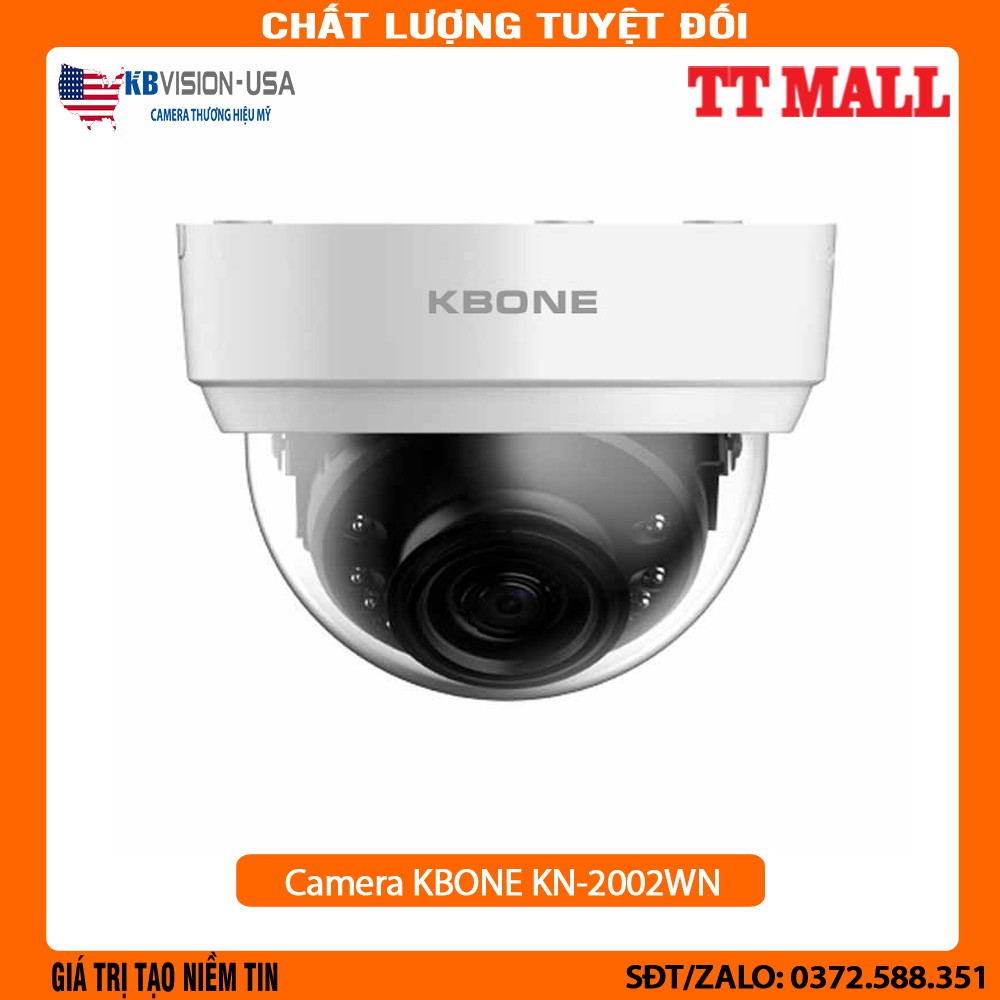 [Mã ELHAMS5 giảm 6% đơn 300K] Camera IP Wifi không dây Dome 2.0MP KBONE KN-2002WN Thương hiệu Mỹ - Bảo Hành 2 Năm