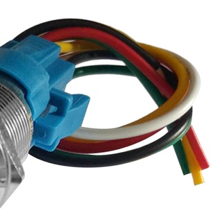 220V LED 16mm Push Button Switch Waterproof with Wire Connector Yellow