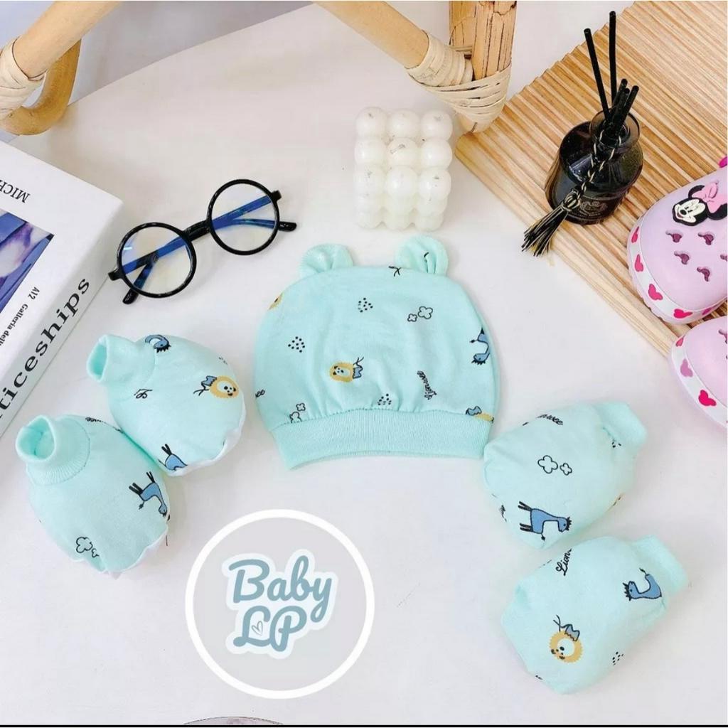 Set mũ bao tay chân cotton cho bé
