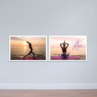 Bộ 2 tranh treo tường phòng Yoga “Tĩnh tâm với thiên nhiên” | Tranh thiền đẹp T3268
