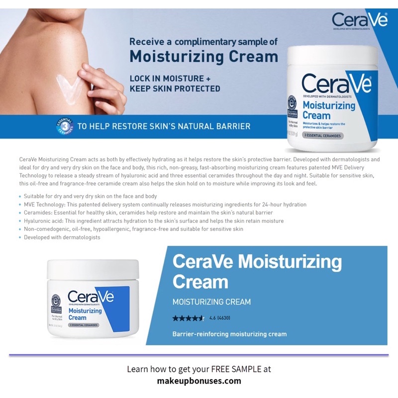 Kem dưỡng thể Cerave chính hãng USA big size 453g