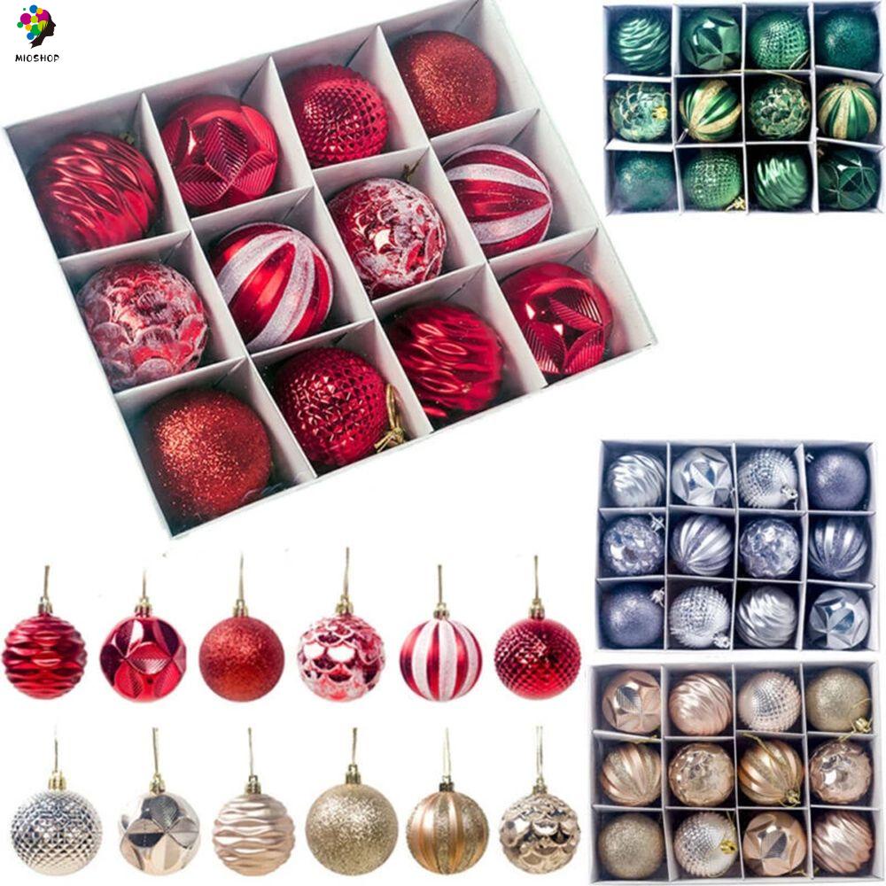 Set 12 Quả Châu 6cm Nhiều Màu Sắc Dùng Để Trang Trí Cây Thông Giáng Sinh / Năm Mới