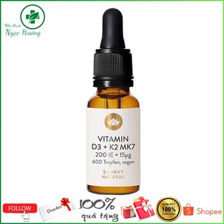 Vitamin D3 K2 MK7 Sunday Natural – Giúp Tăng Chiều Cao Cho Bé, 200IE