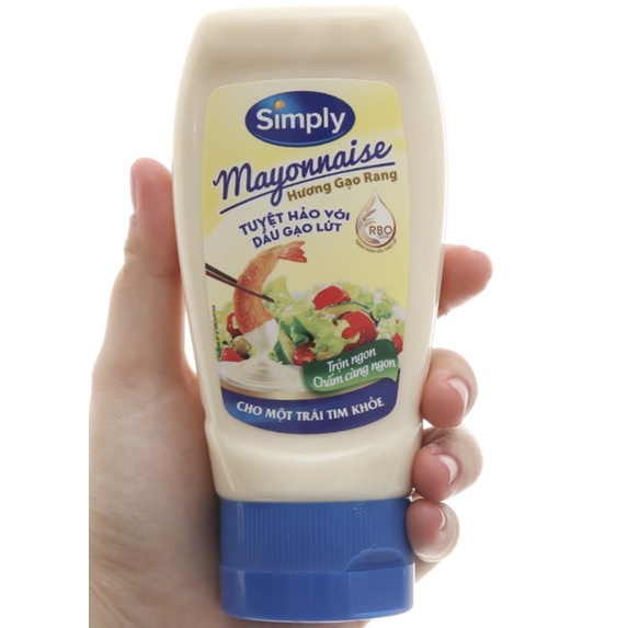 Sốt mayonnaise Simply chai 230g (2 vị best seller: gạo rang, truyền thống)